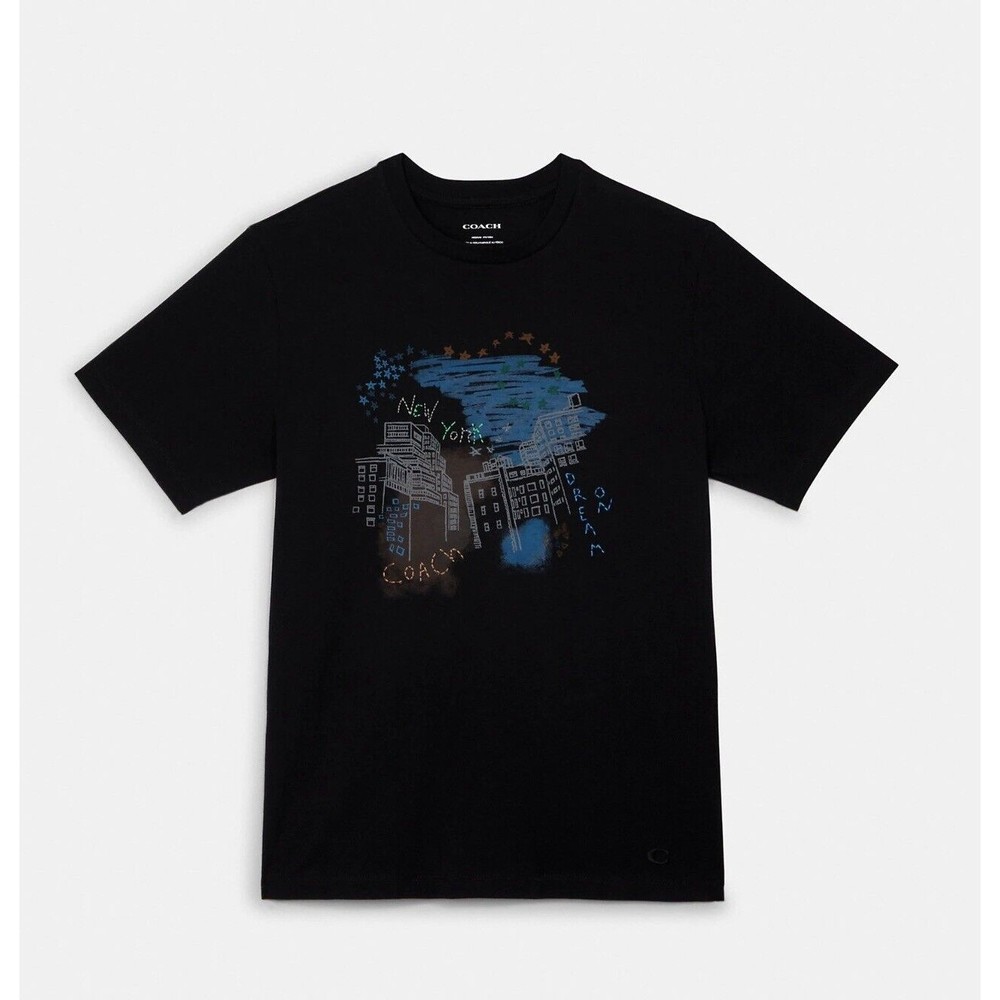 Coach C7831 S Doodle Graphic T Shirt Small Medium Cotton Embroidery New York NWT
